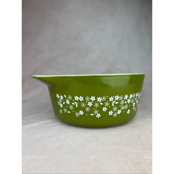 Vintage Pyrex Spring Blossom 475-B Mixing Bowl Green Flowers Pattern - Picture 6 of 11